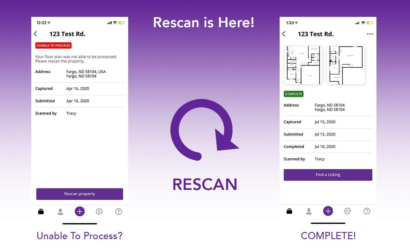 Rescan to complete floor plan